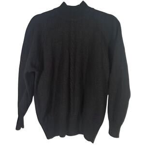 Vintage Liz Claiborne 100% Merino Wool Black Sweater Women’s Medium Crewneck